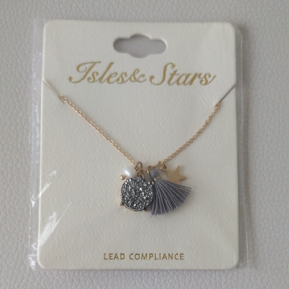 Gold and Gray Charm Necklace